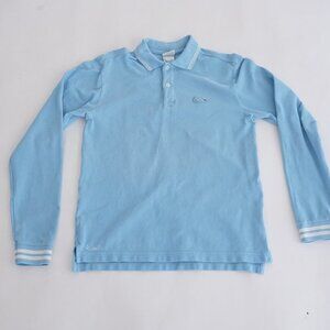 Vintage Lacoste Baby Blue Tennis Prep Golf Long Sleeve Cotton Polo Shirt 16